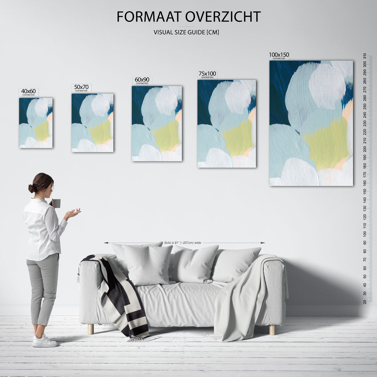 Organische kleurencompositie – staande wanddecoratie van WallArtistic