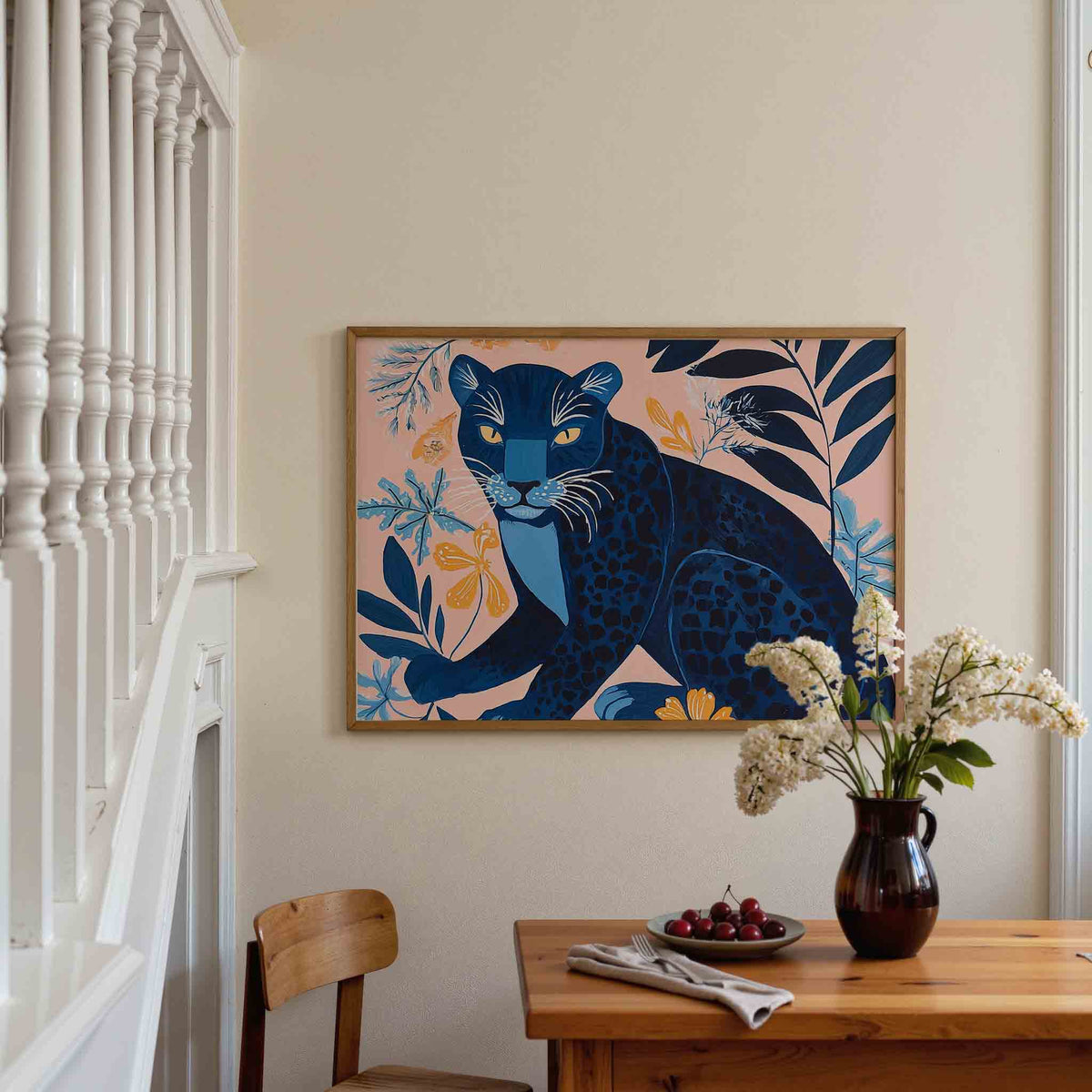 Panter met bladeren – dieren poster in liggend formaat