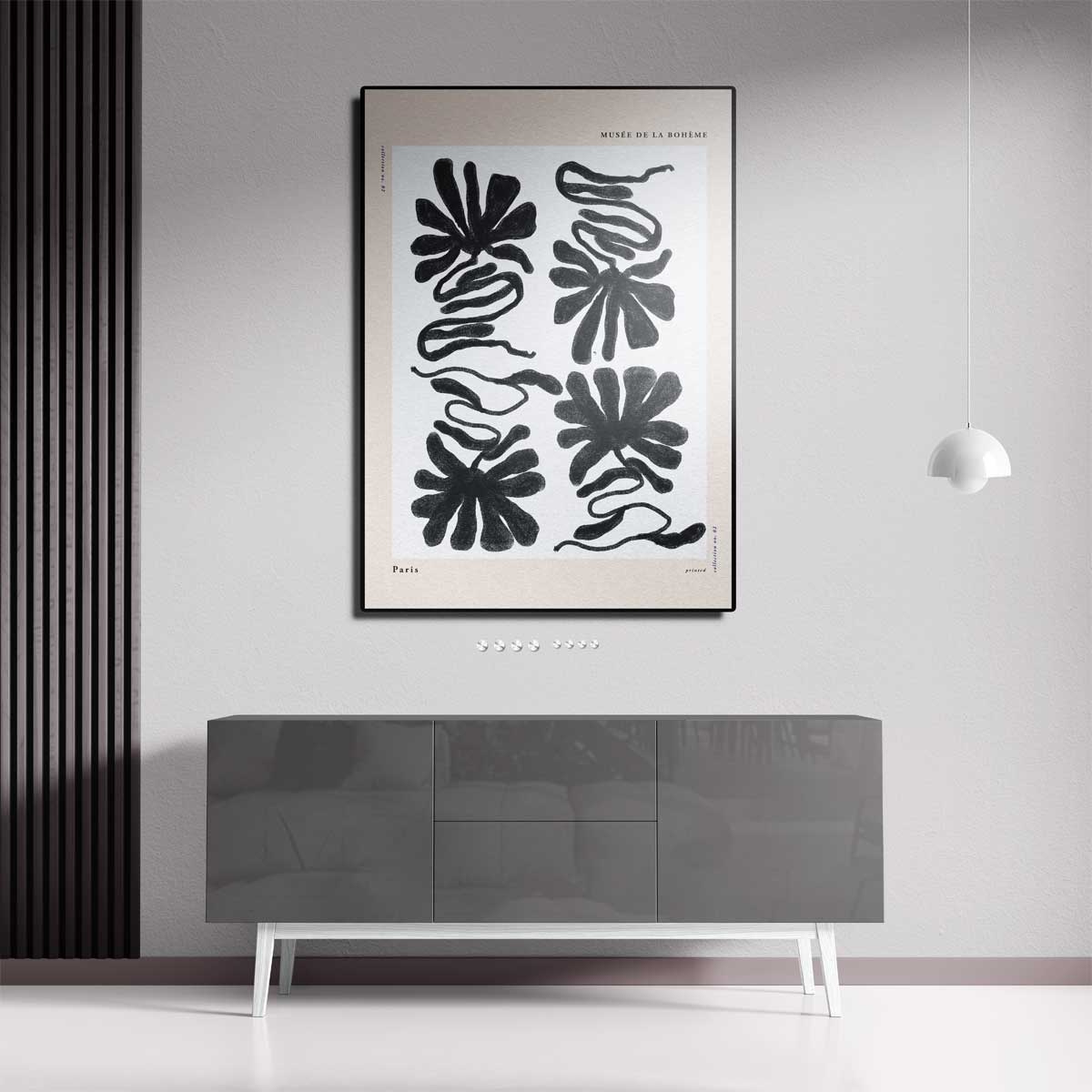 Abstracte Bloemvormen Illustratie – staande wandkunst voor woonkamer of interieur