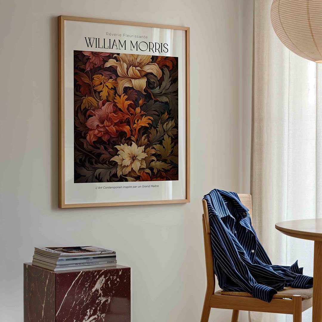 Bloemen en bladeren – William Morris poster in staand formaat