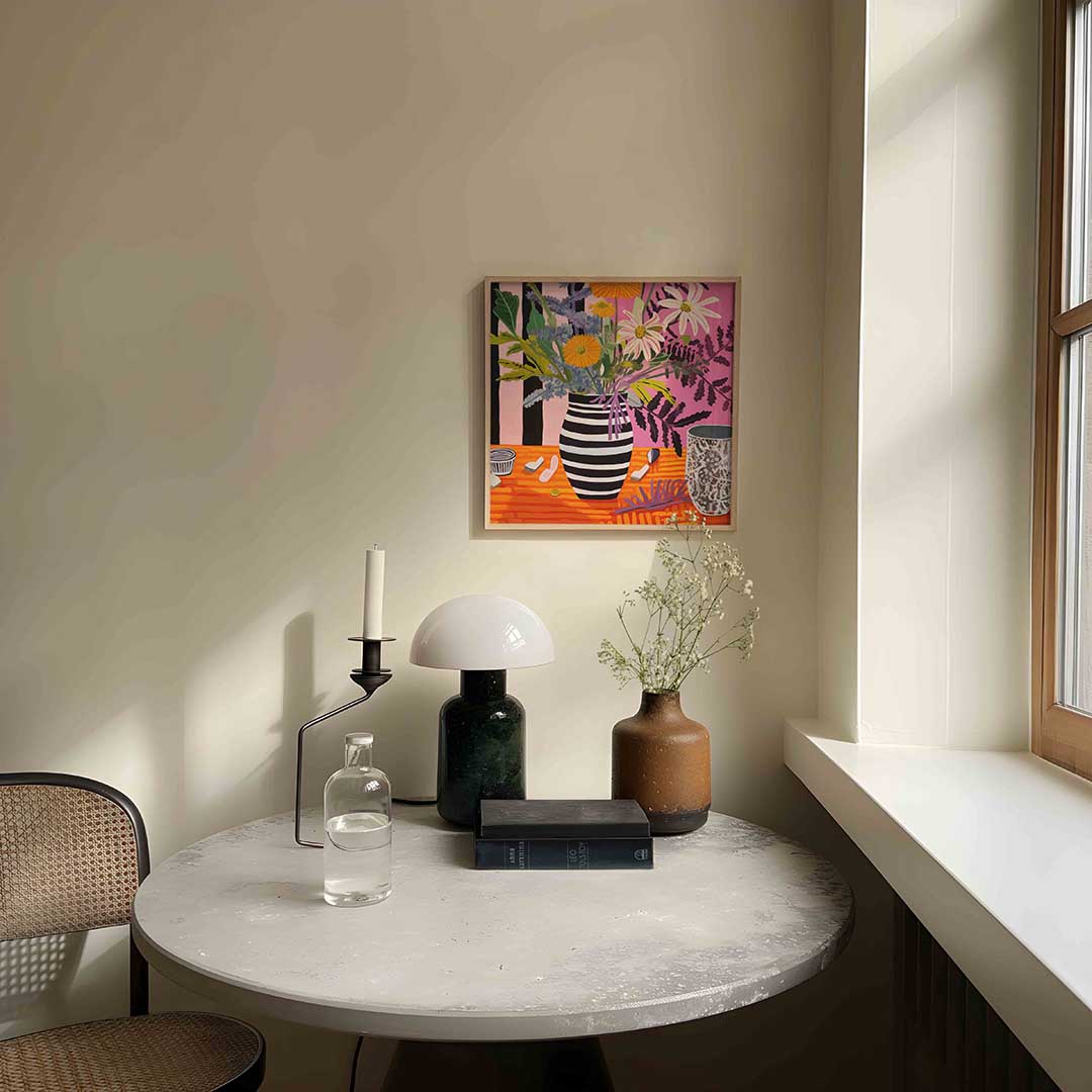 Bloemen in vaas – botanische poster in vierkant formaat