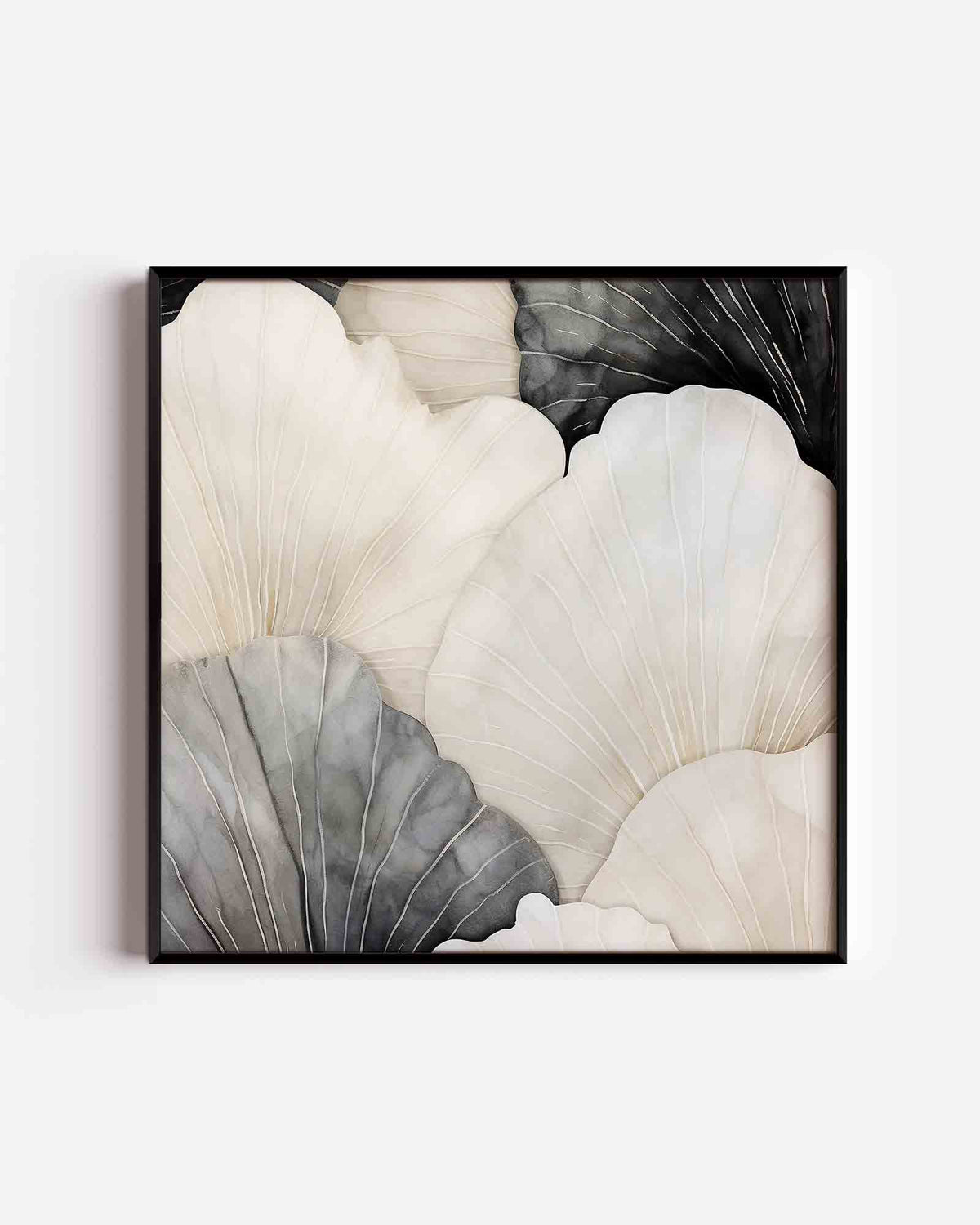 Bloemvormen in neutrale tinten – zacht abstracte vierkante poster als wanddecoratie