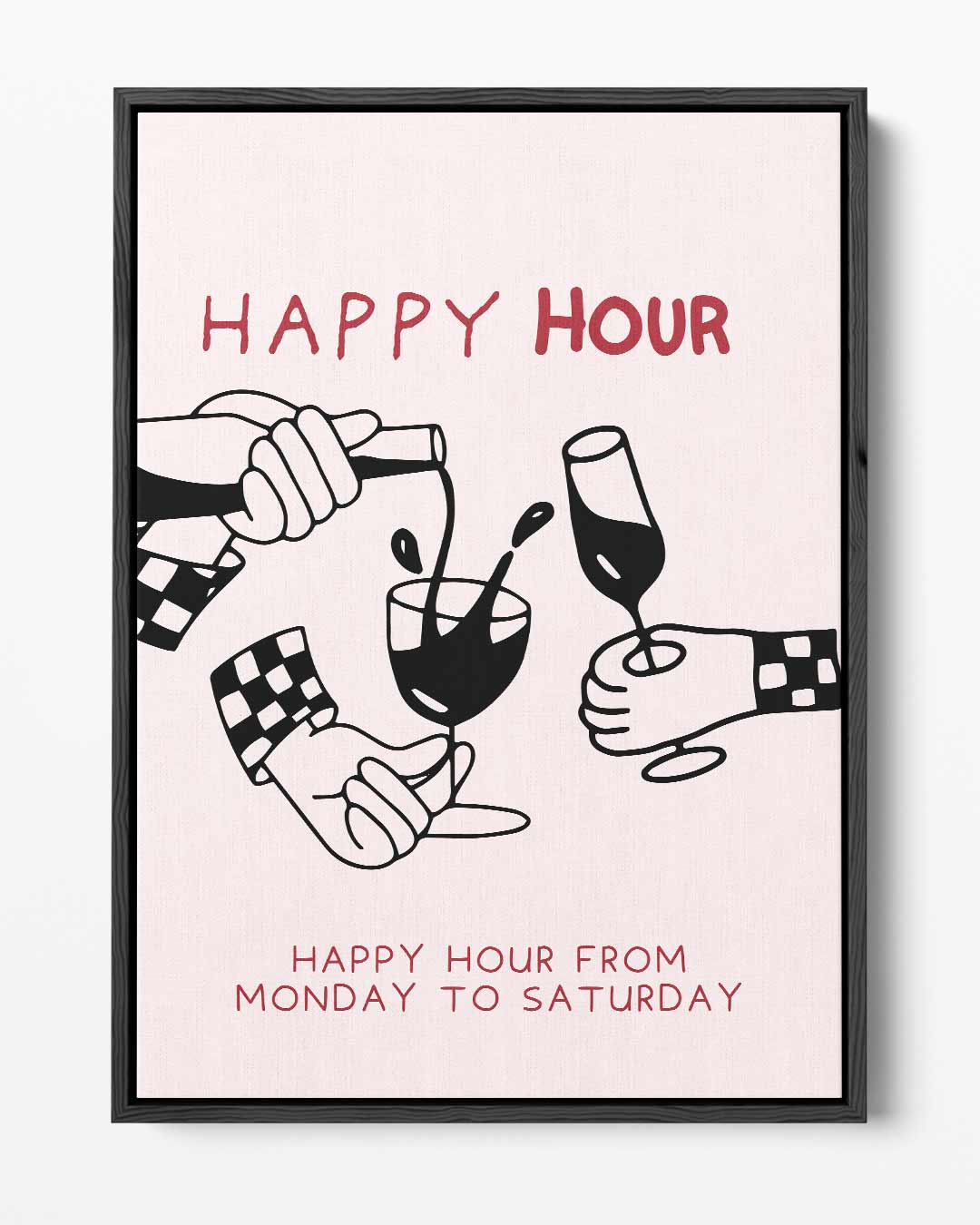 Happy Hour Illustratie – portret kunstwerk als wanddecoratie