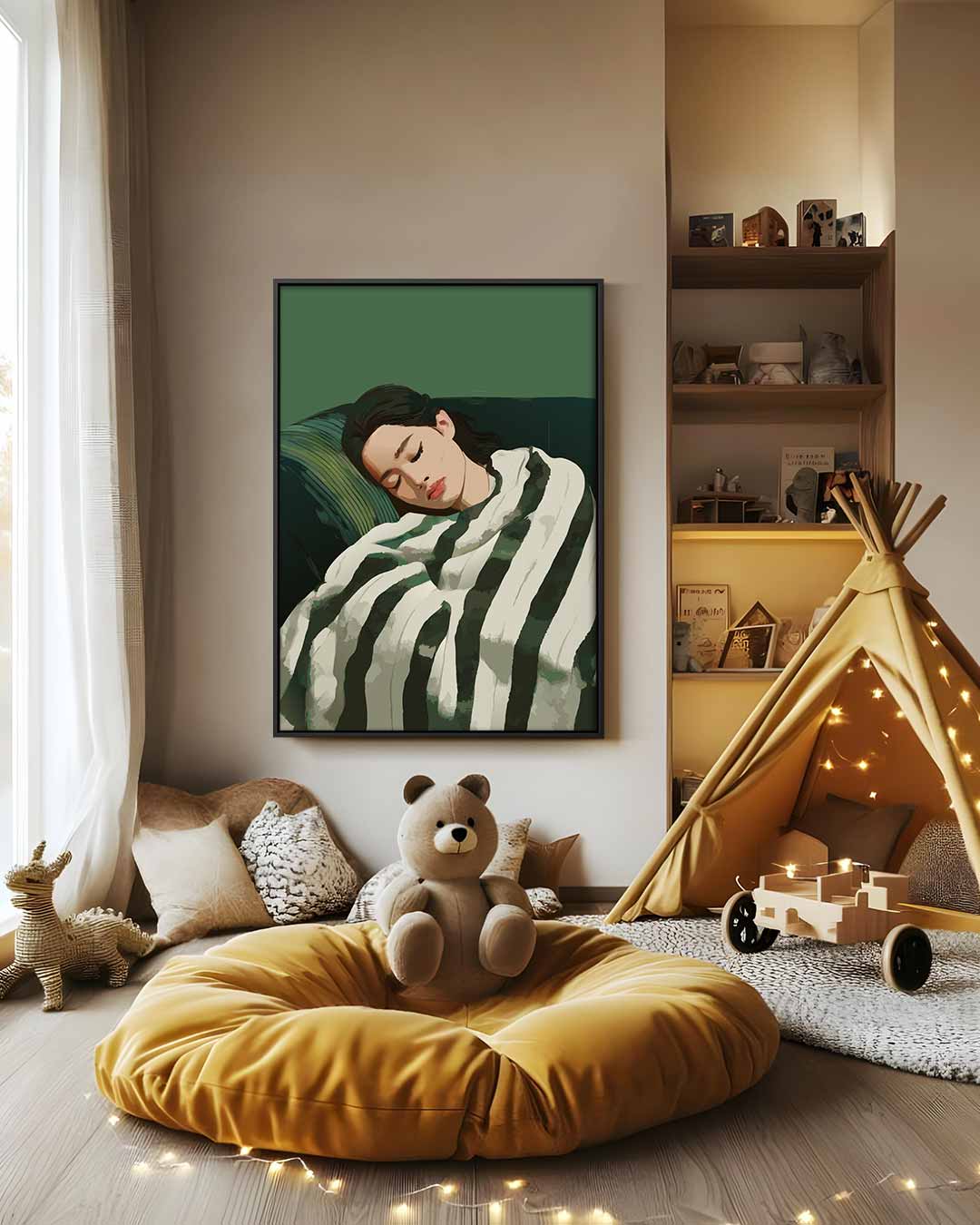 Sereen Slapend – modern portret kunstwerk van WallArtistic