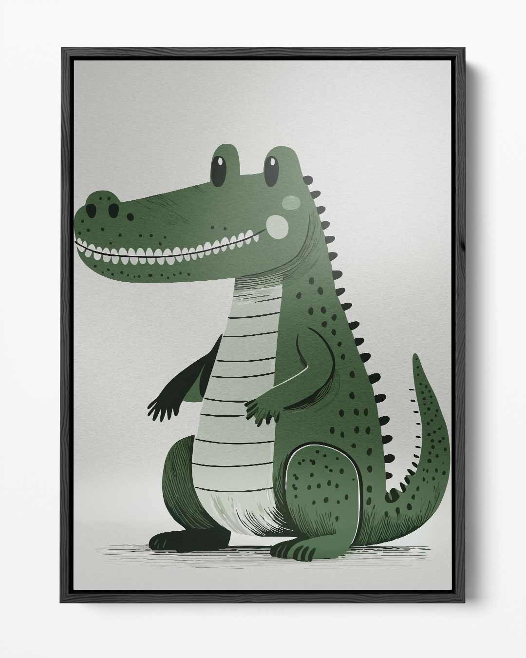 Schattige Groene Krokodil Illustratie – portret kunstwerk als wanddecoratie