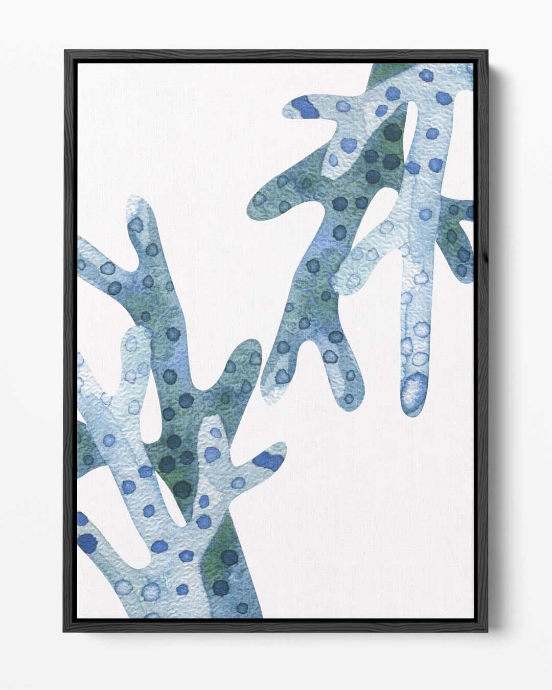 Abstracte Blauwe Koraalstructuur – portret kunstwerk als wanddecoratie