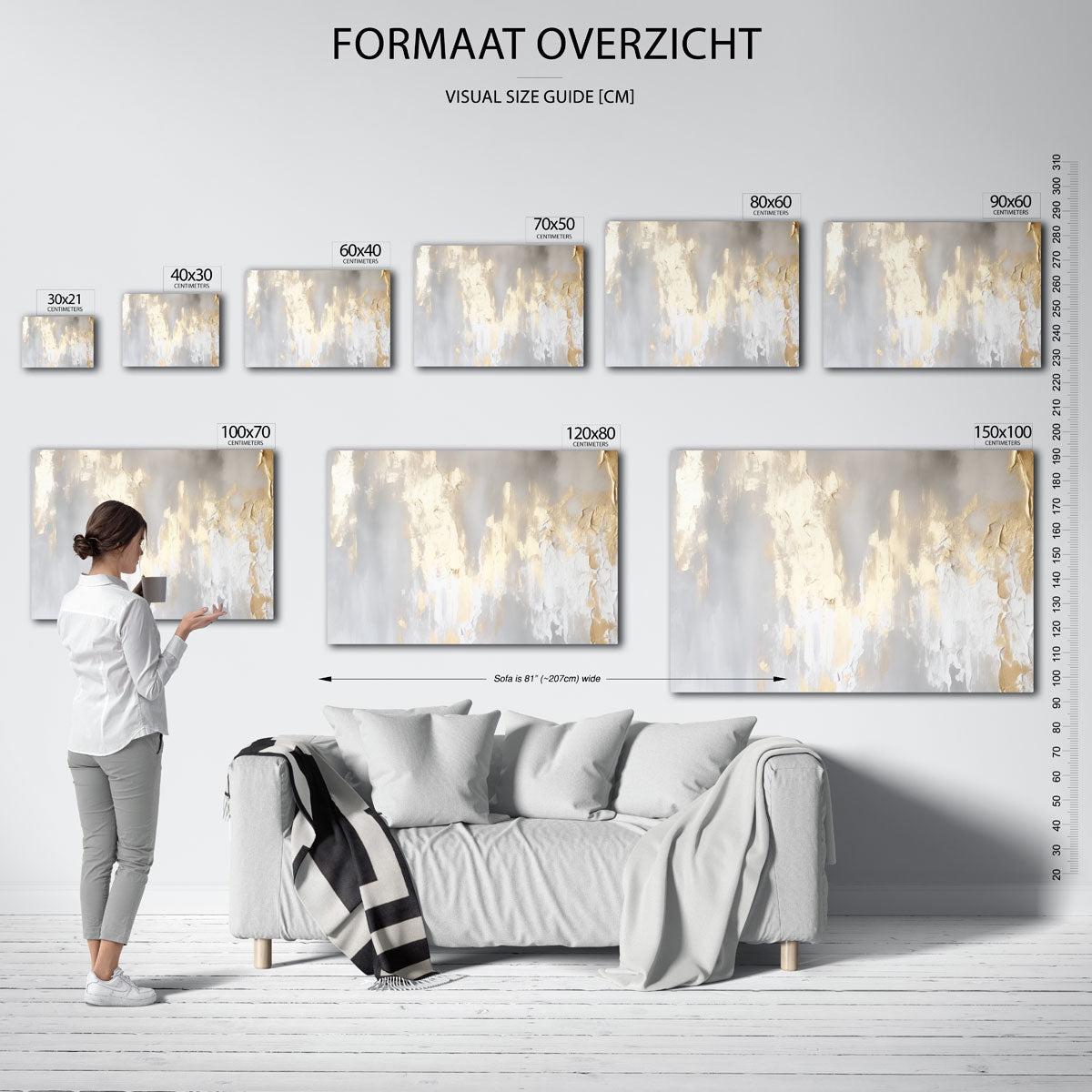 Gouden textuur – liggende muurposter met kleurrijke abstracte vormen