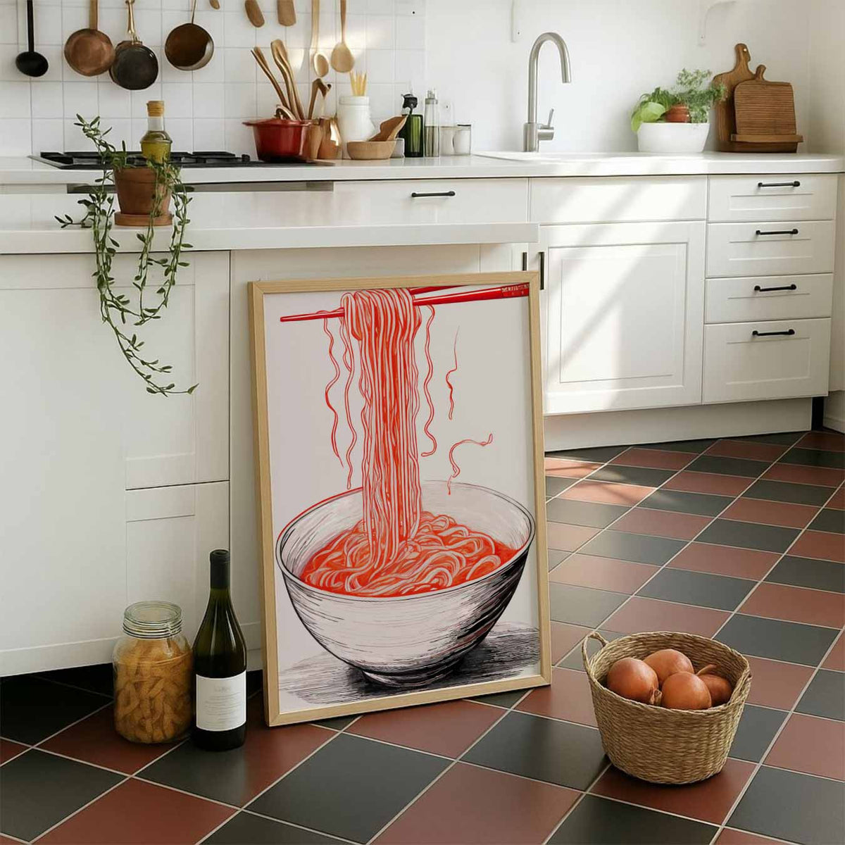 Stijlvolle Ramen Illustratie – staande muurposter voor keuken of eethoek