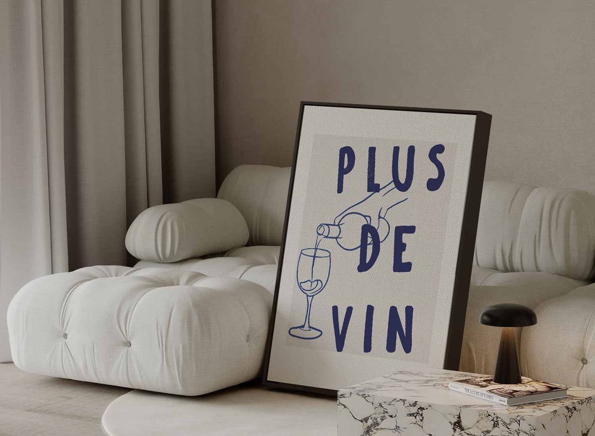 Plus de Vin Wijnposter – plexiglas wanddecoratie in portret formaat
