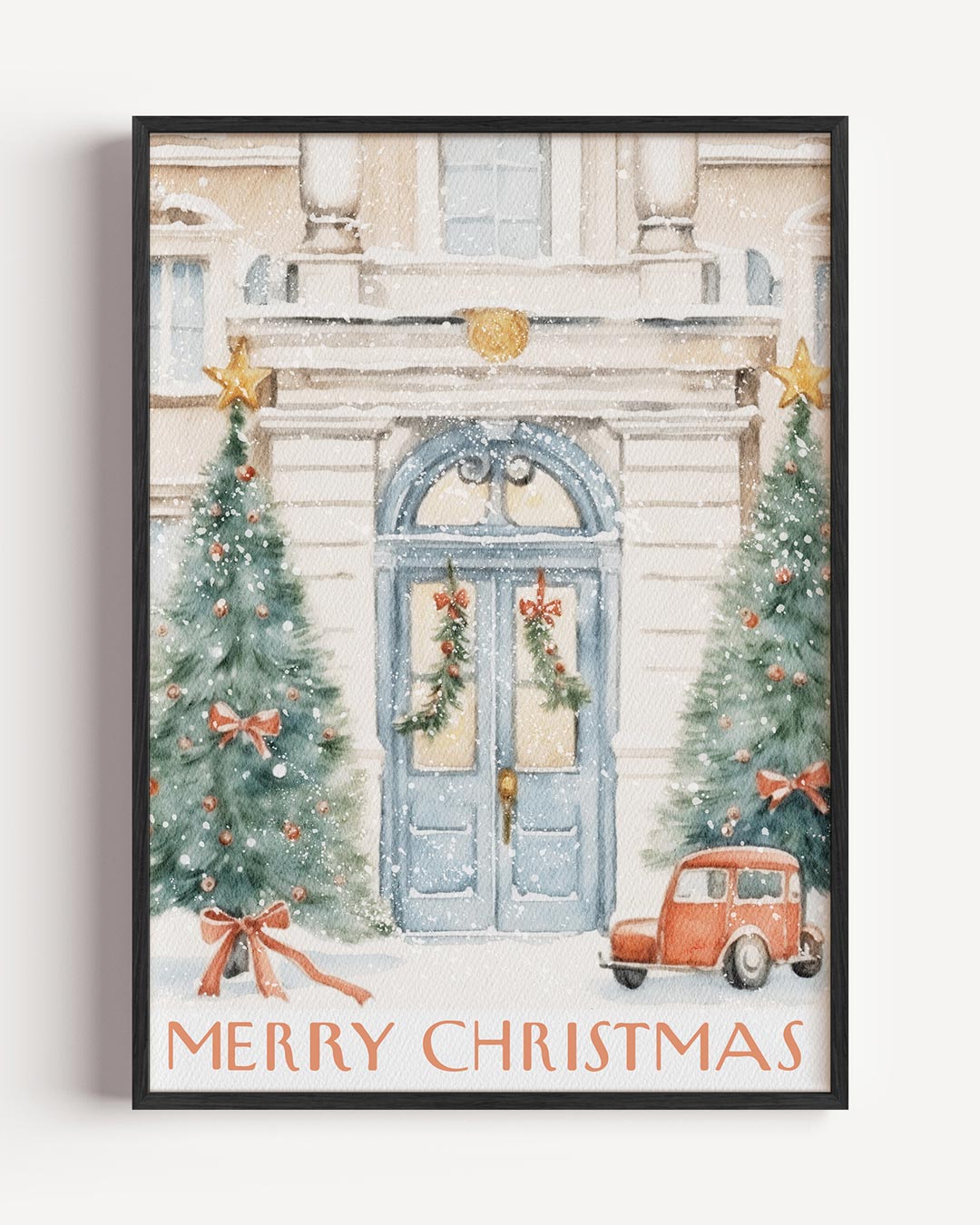 Warme Kersthuis – kerst portret poster als wanddecoratie