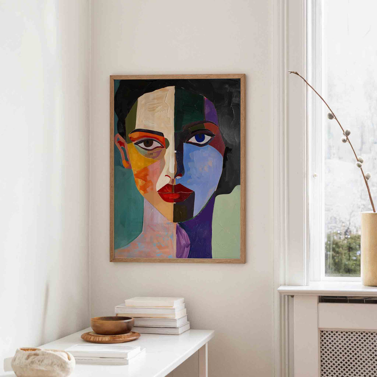 Abstract gezicht – staande hedendaagse wanddecoratie van WallArtistic