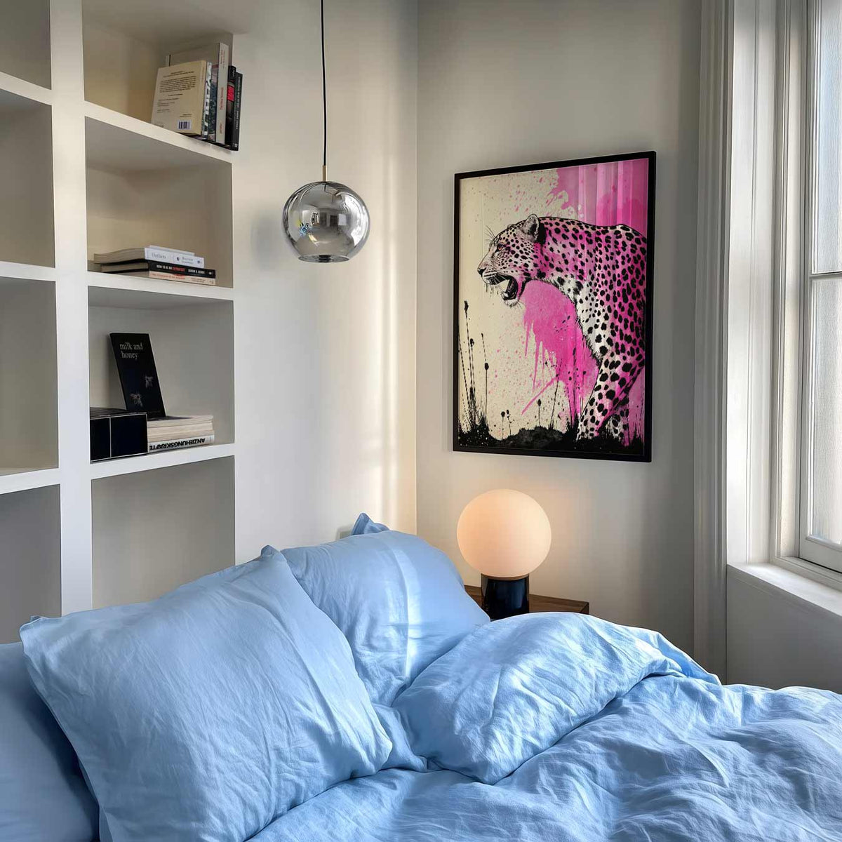 Wild Roze Leopard Print – staande muurposter met dierenthema