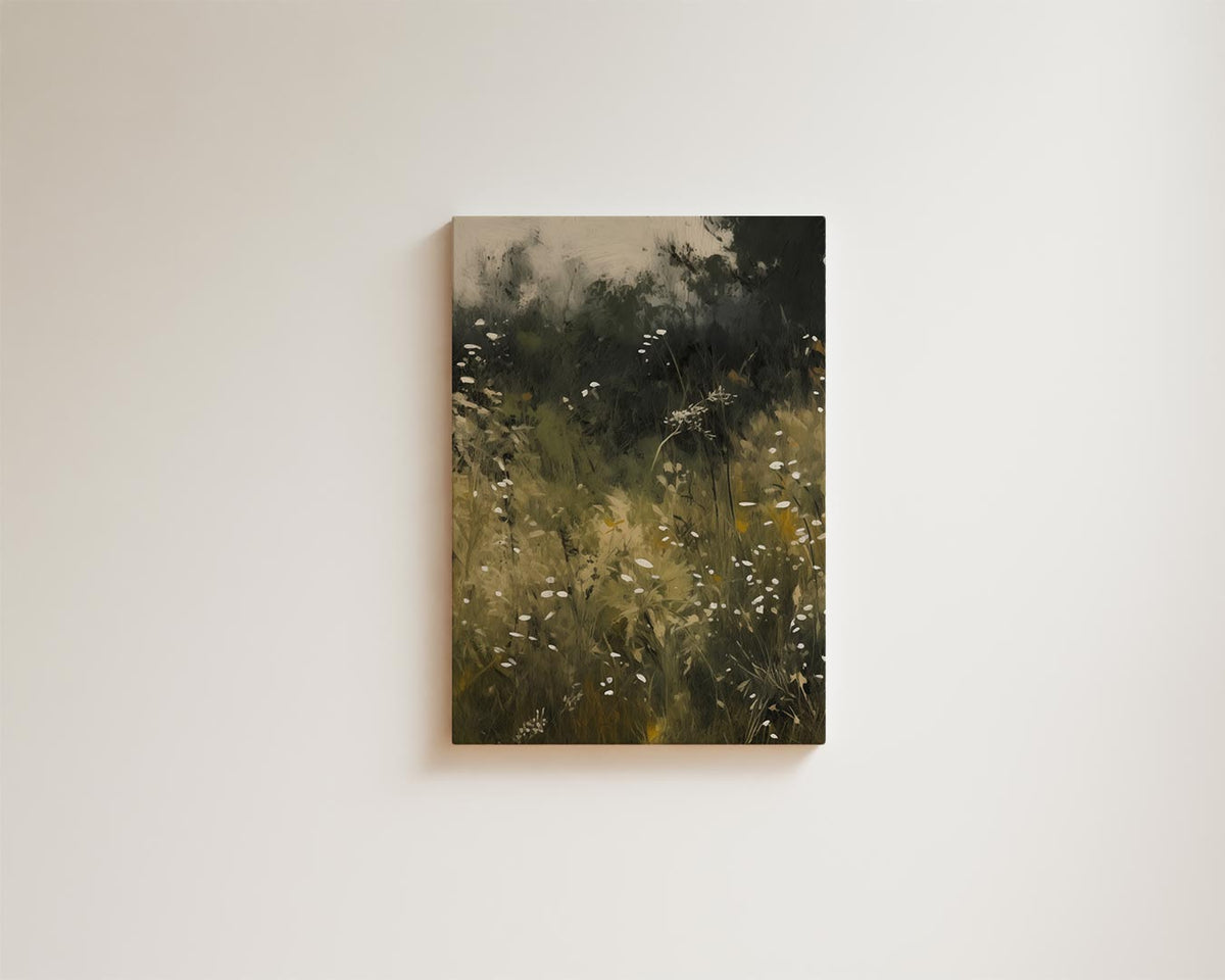 Betoverend Bloemenveld – kunstwerk met zwarte baklijst