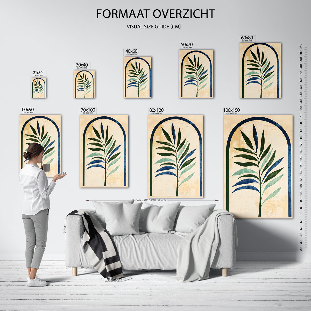 Blad in boogvorm – staande muurposter met jungle thema