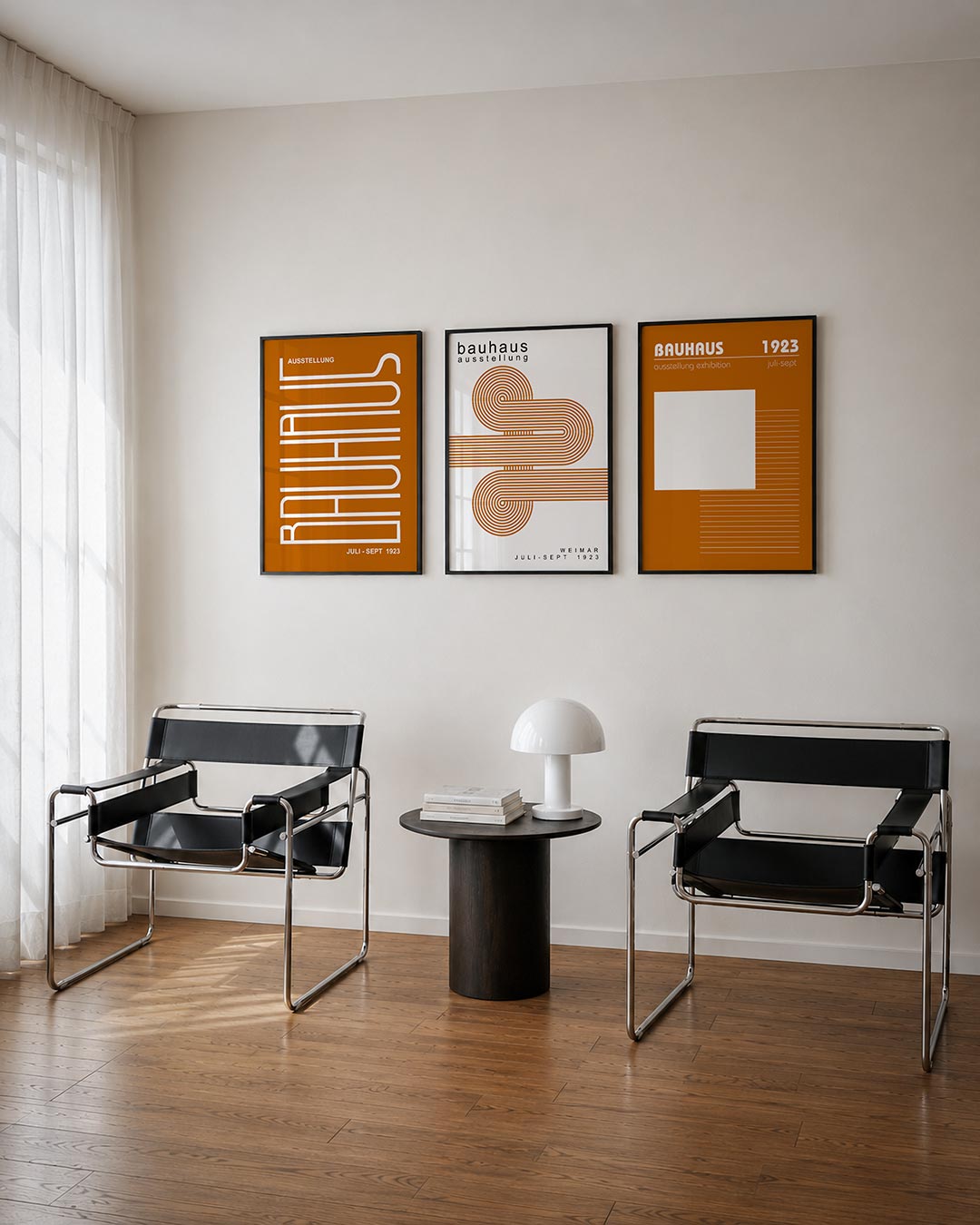 Lijnen en kleurvlakken driedelige posterset – deze posterset in drie delen toont een speelse wisselwerking van witte lijnen