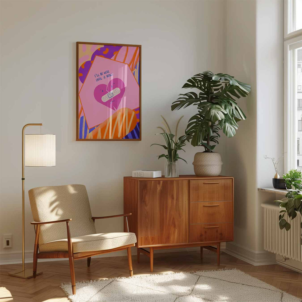 Healing Heart – staande muurposter met zomerse uitstraling
