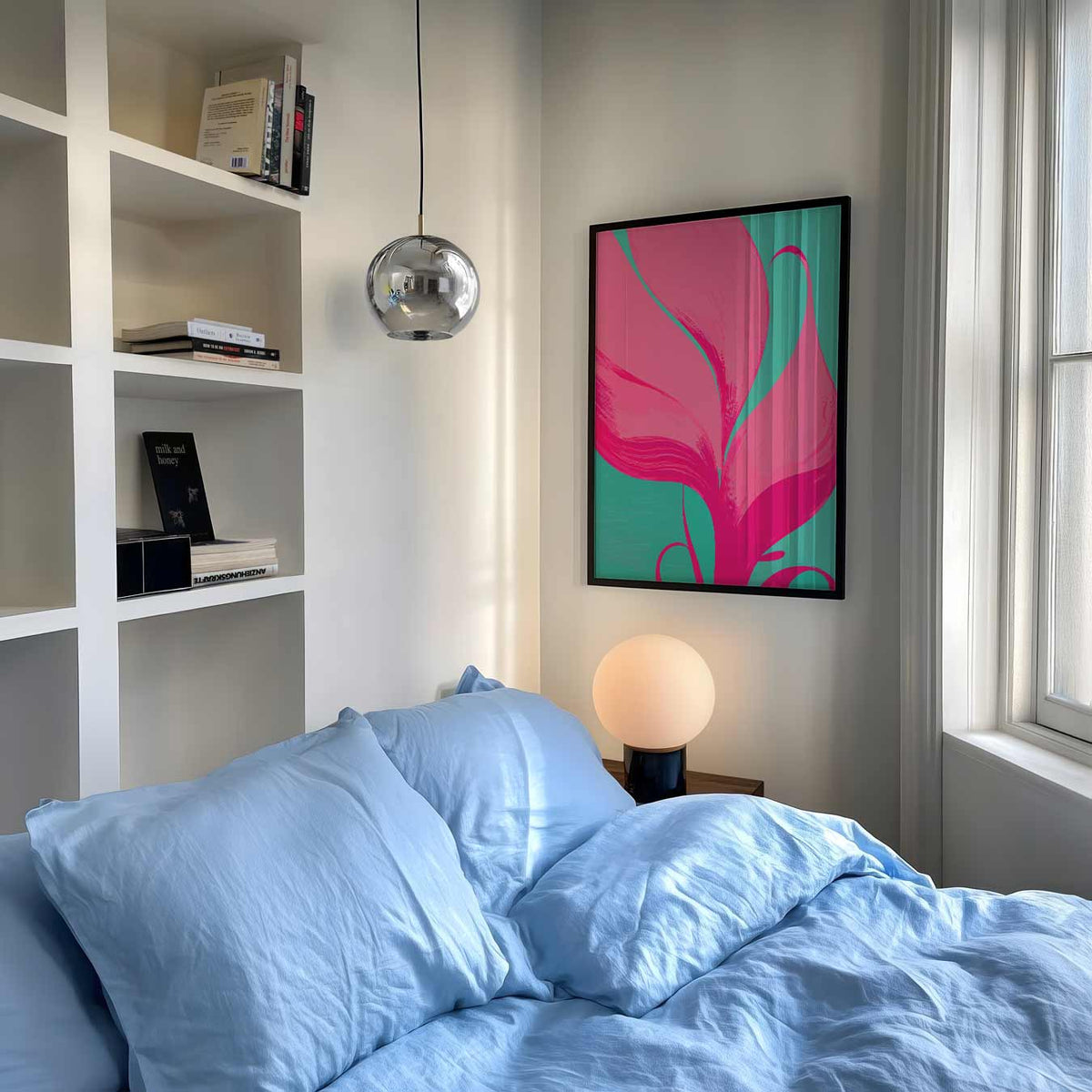Vrolijke Bloem Abstract – abstracte poster als moderne staande wanddecoratie