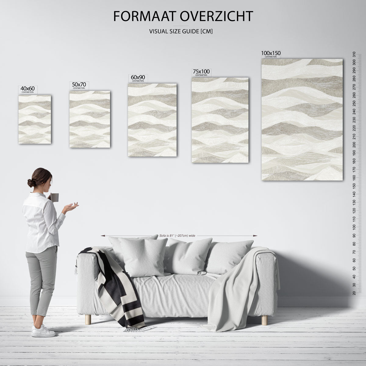 Golvende lijnen – staande wanddecoratie van WallArtistic