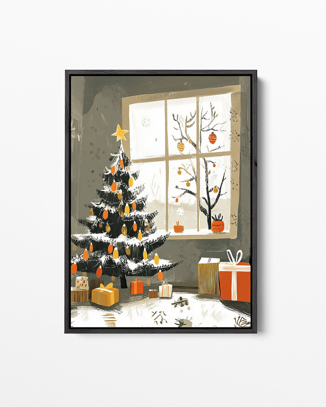 Kerstboom en cadeaus – staand wanddecoratie kunstwerk