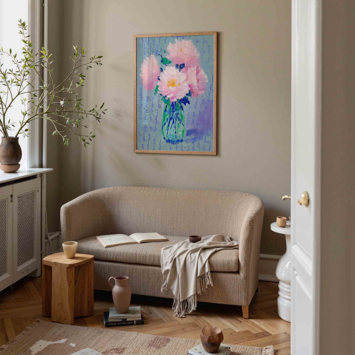 Bloemen in vaas – illustratie poster in staand formaat