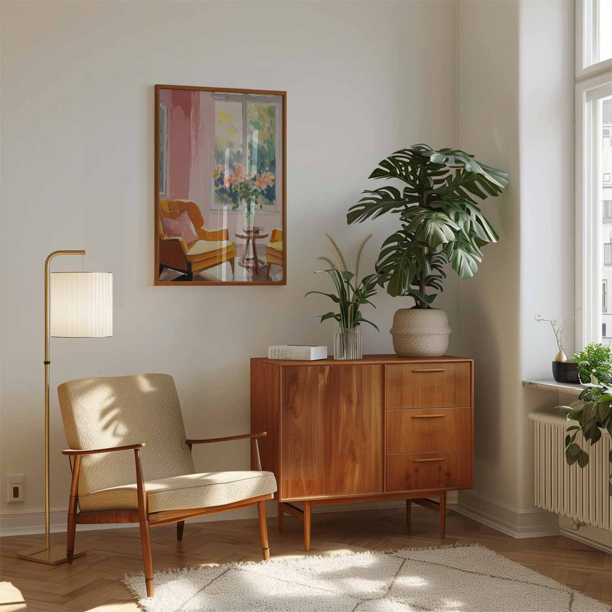 Zonovergoten Interieur Sfeerposter – staande muurposter met zomerse uitstraling
