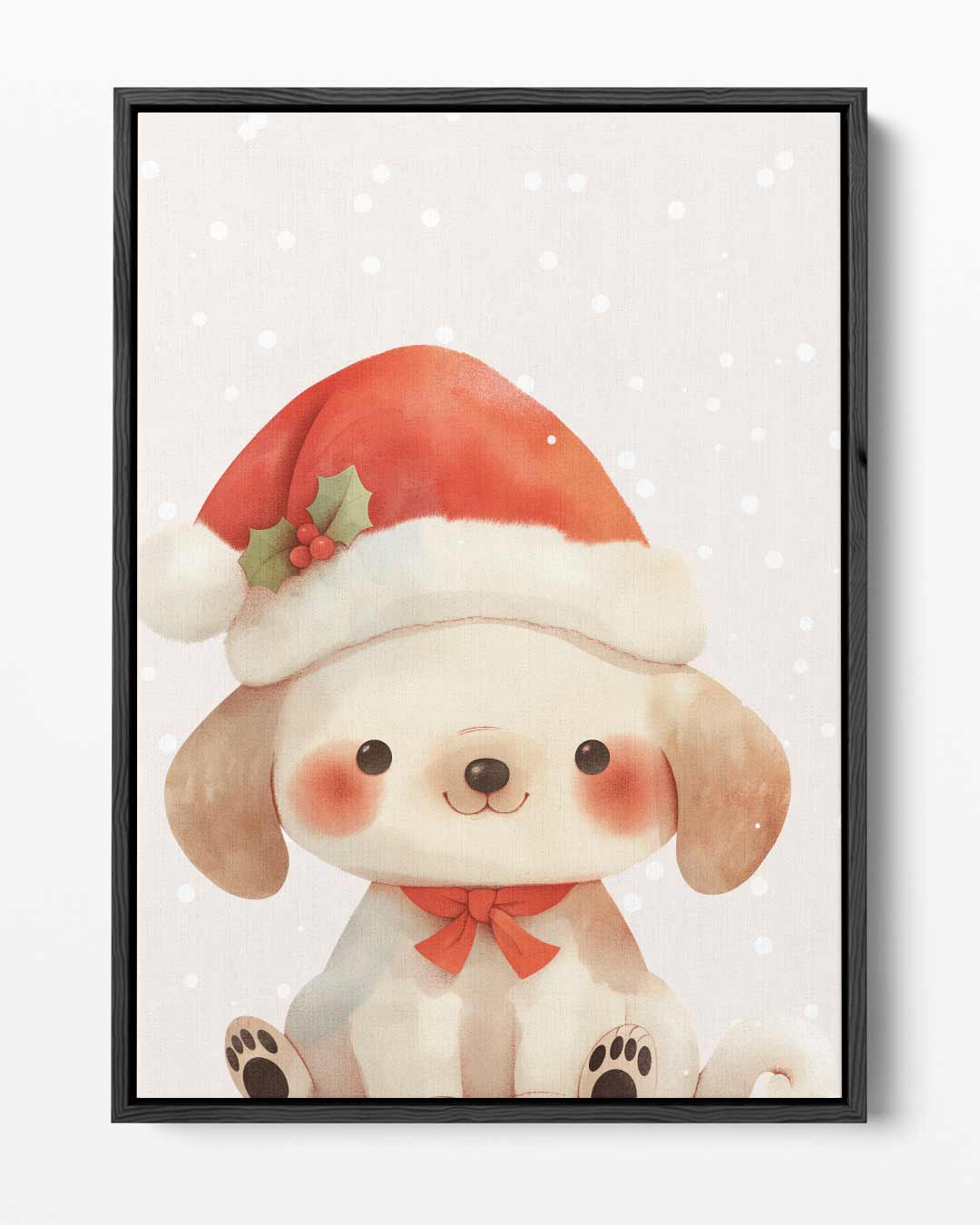 Kerst Puppy Illustratie – portret kunstwerk als wanddecoratie