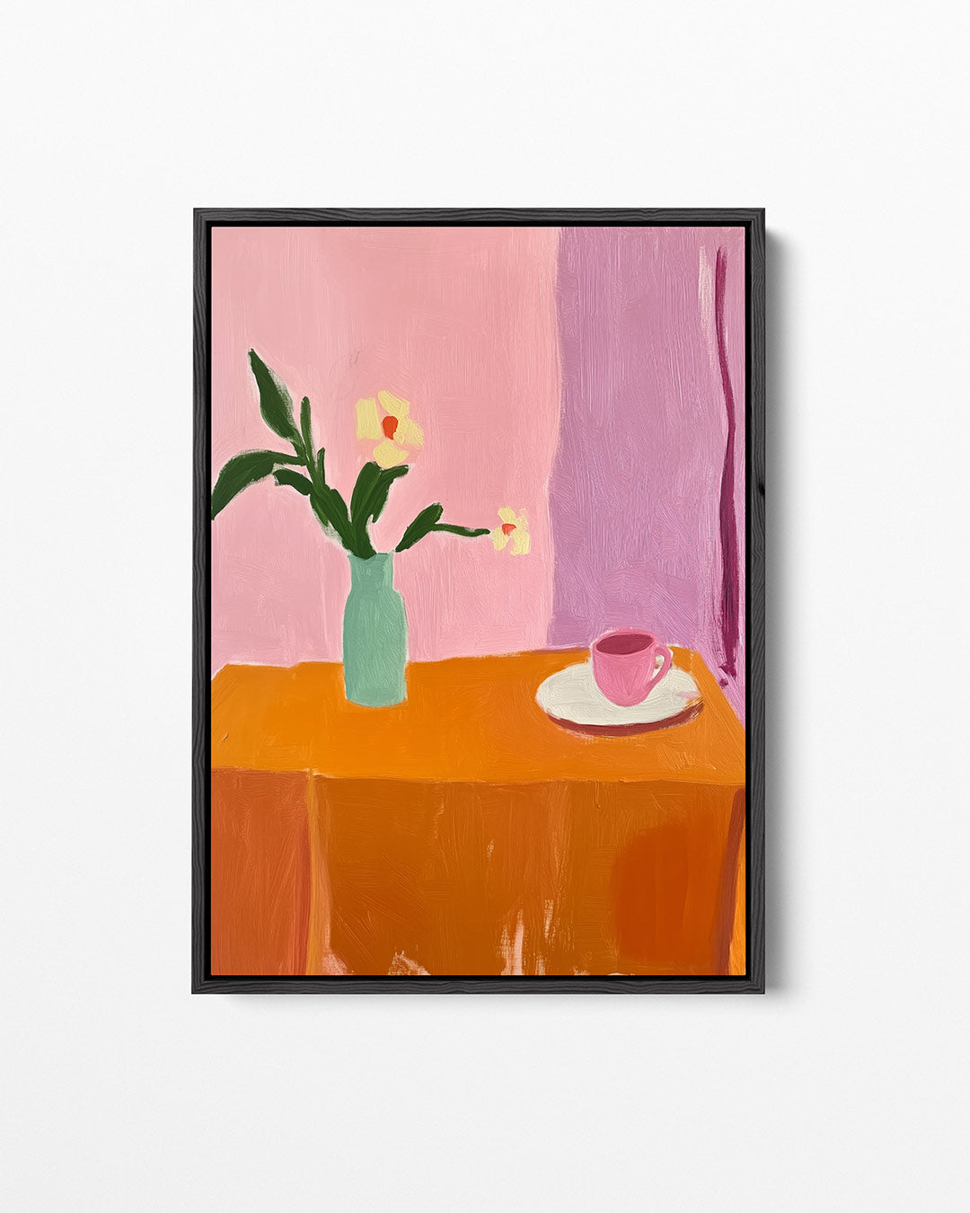 Kleurrijke bloem en kopje – staand wanddecoratie kunstwerk