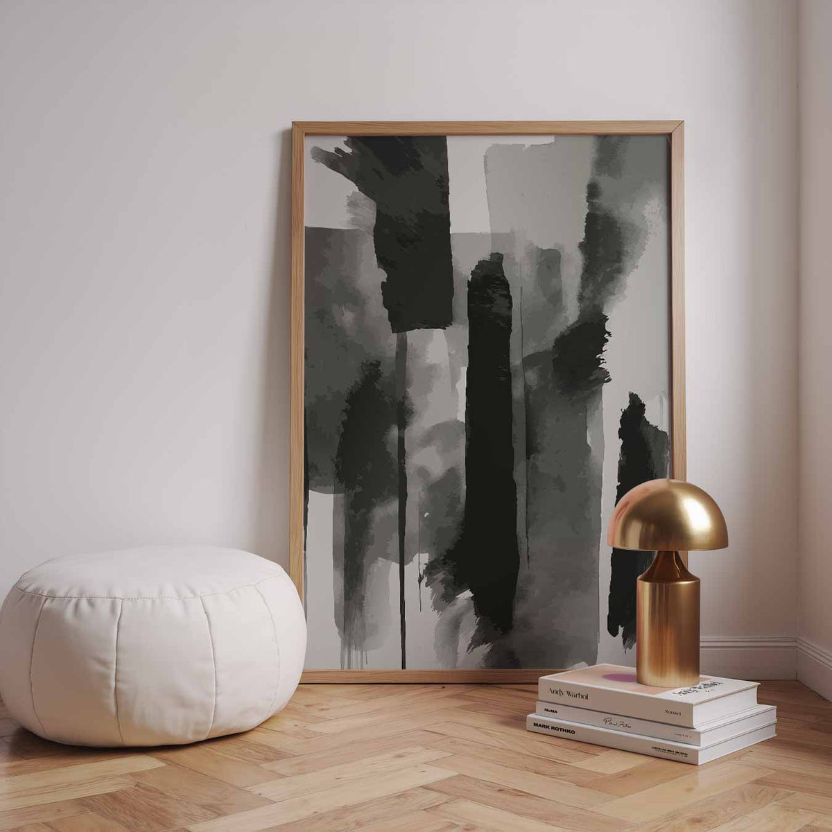 Abstracte Monochroom Postervormgeving – staande kleurrijke abstracte wanddecoratie van WallArtistic