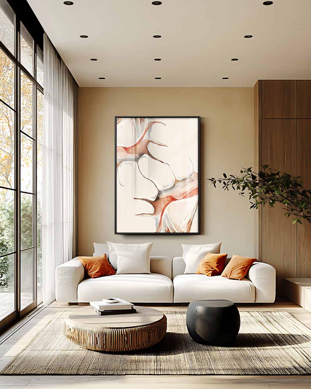 Geweien in aardetinten – staand kunstwerk voor modern interieur