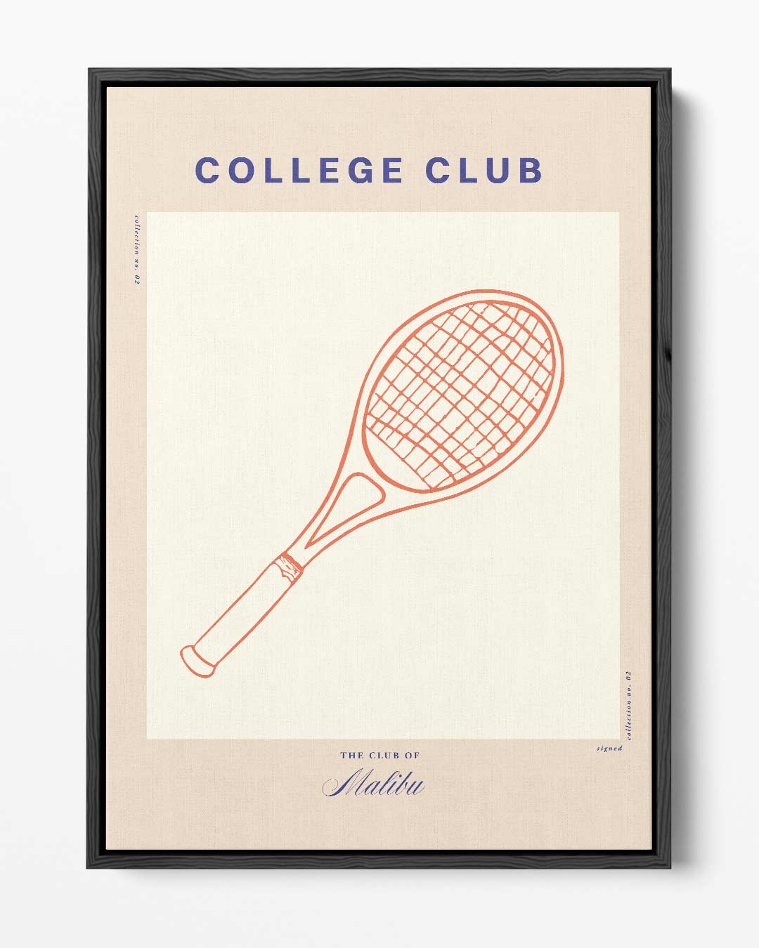 Retro Tennis Racket Poster – portret kunstwerk als wanddecoratie