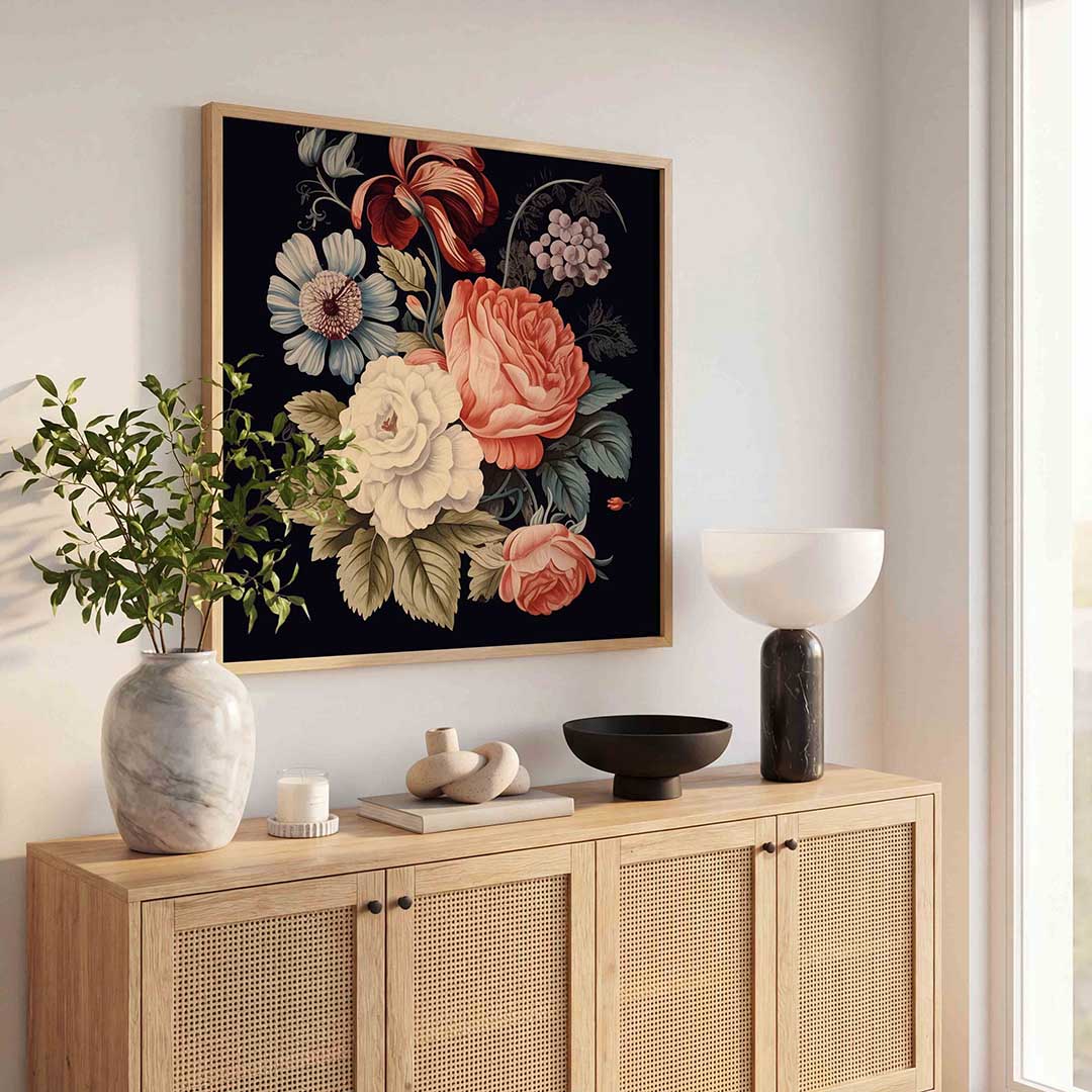 Bloemenpracht – bloemen wandkunst als vierkante poster