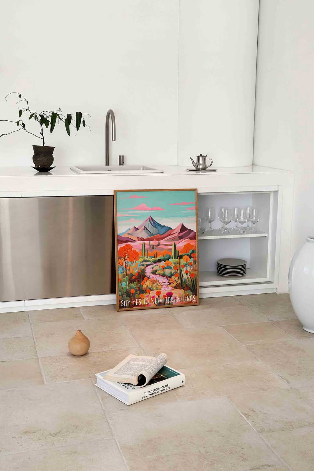 Berglandschap met cactussen – culinaire wandkunst als portret poster