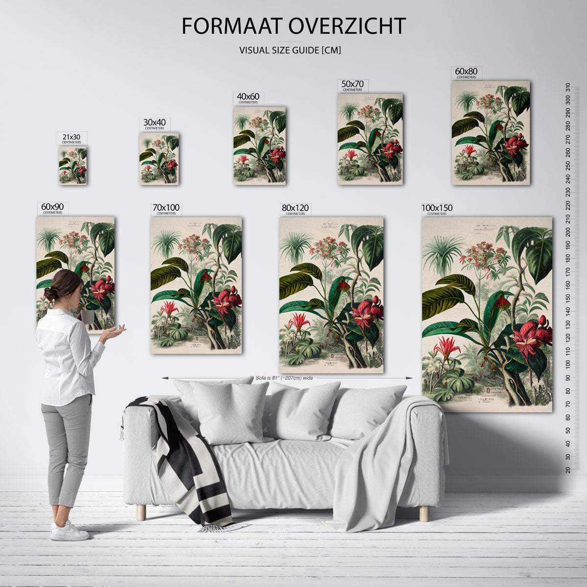 Botanische bloemen – staande muurposter met jungle thema