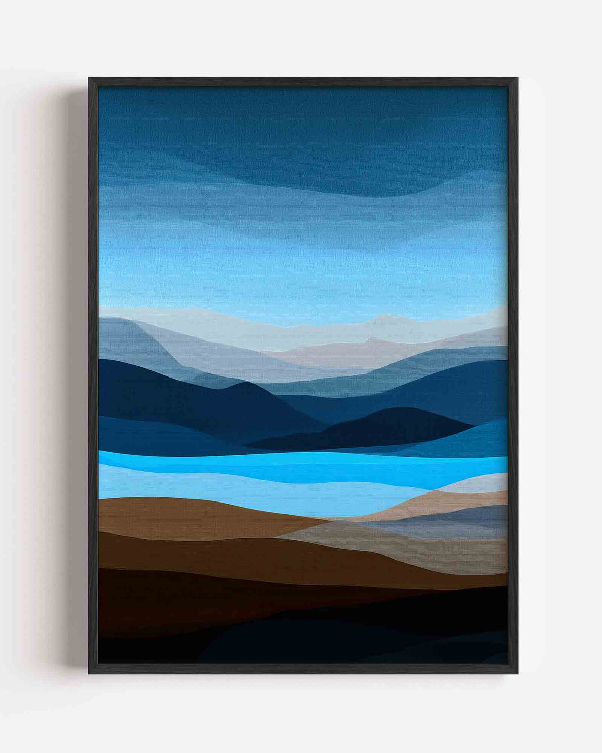 Landschap met blauwe tinten – abstracte portret poster als wanddecoratie