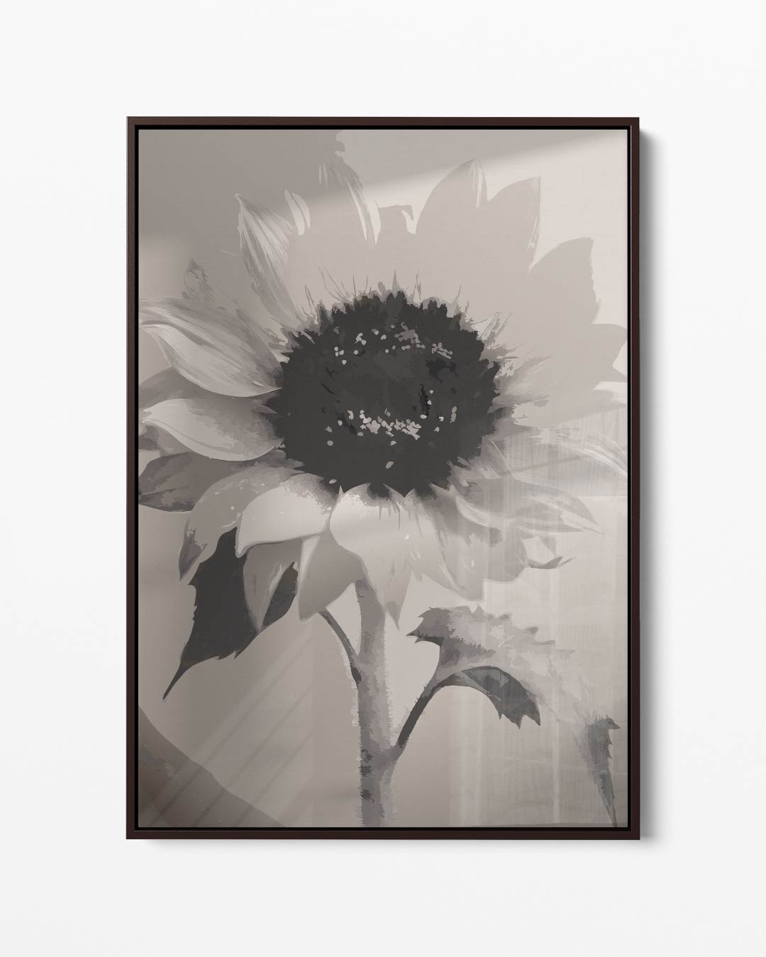Zwart-wit Zonnebloem Print – portret kunstwerk als wanddecoratie