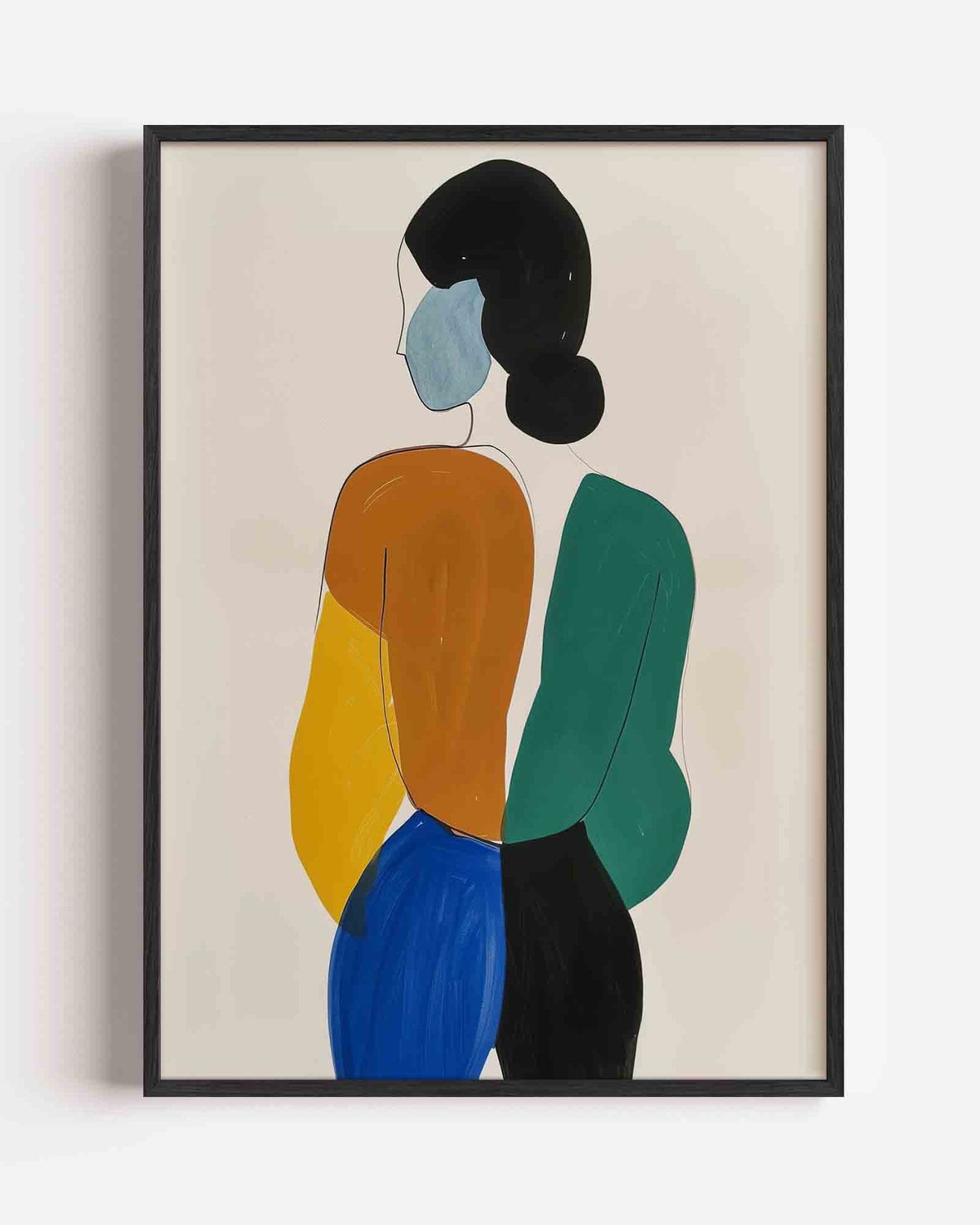Twee figuren in kleur – hedendaagse illustratie portret poster als wanddecoratie