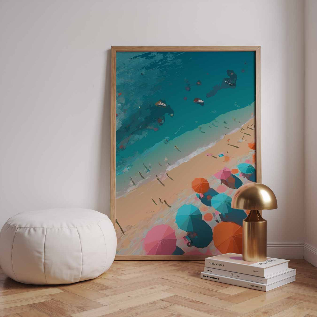 Zonnige Stranddag – zomerse wandkunst als portret poster