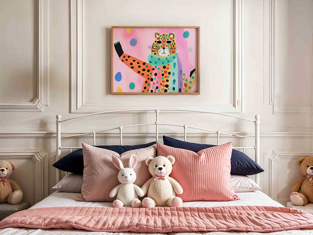 Gekleurde luipaard – kids poster in liggend formaat