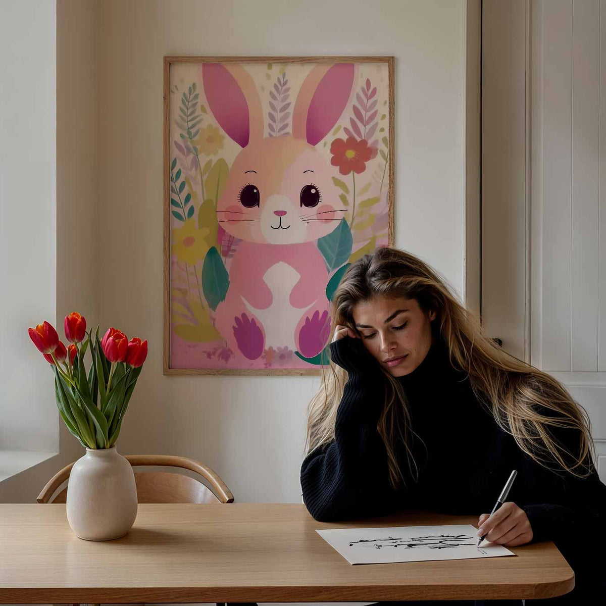 Schattige Konijnenposter – staande muurposter voor de kinderkamer