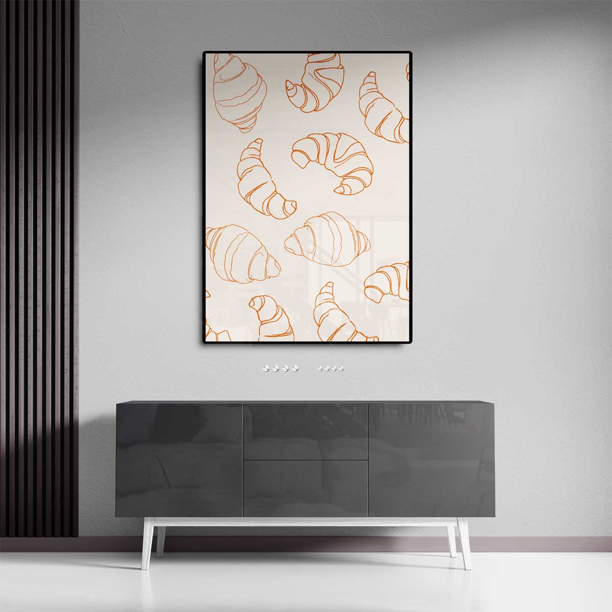Croissant Illustratie Patroon – dibond wanddecoratie in staand formaat