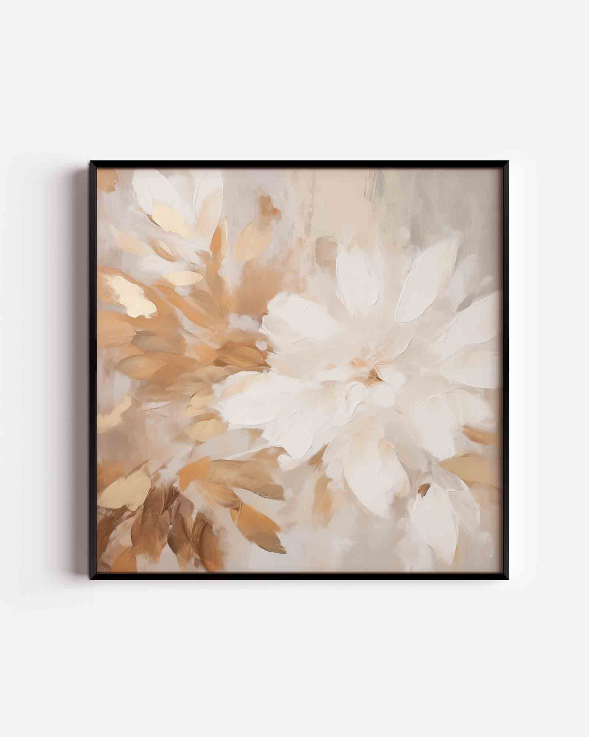 Bloem en bladeren – abstracte vierkante poster als wanddecoratie