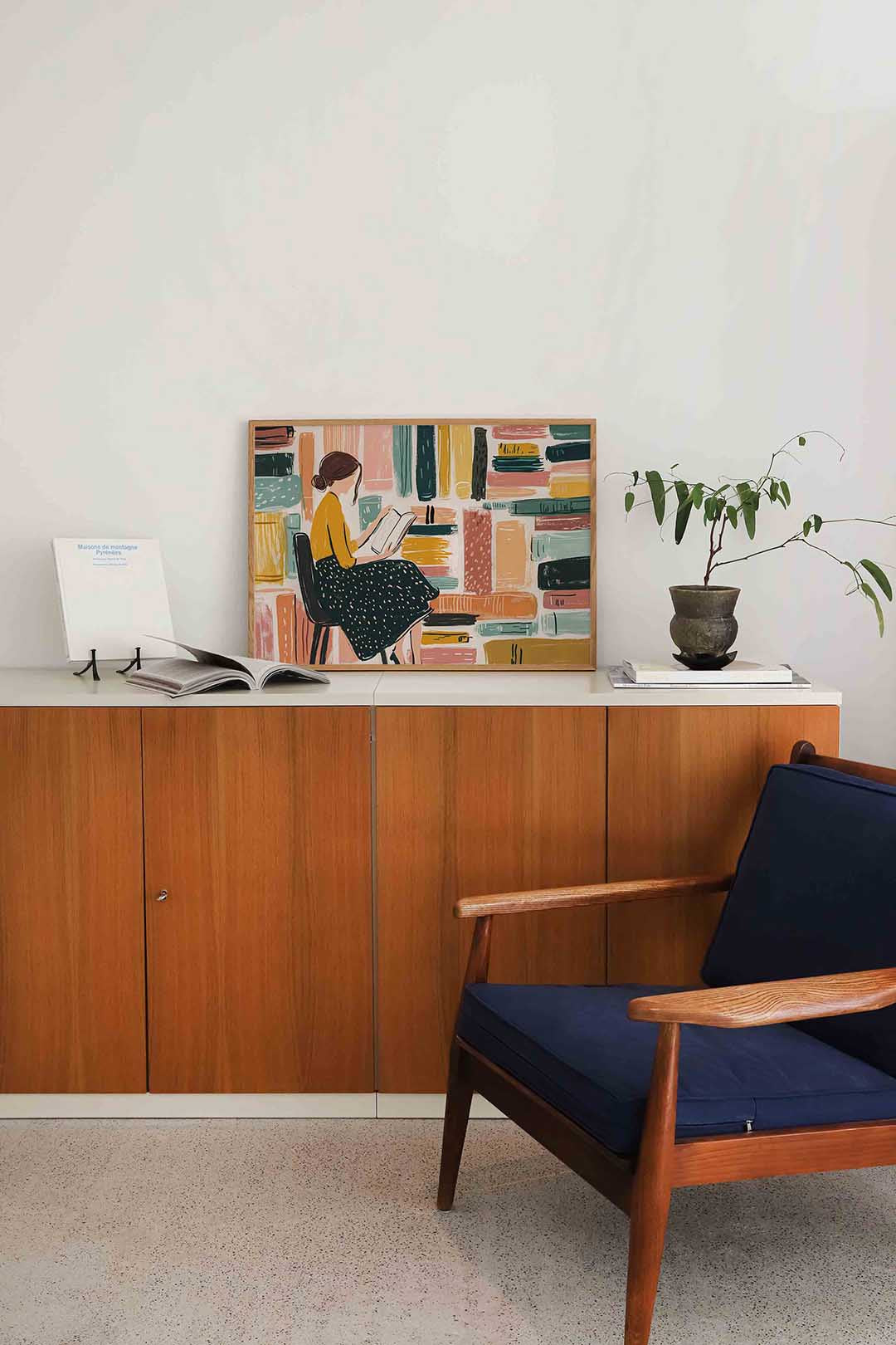 Lezende vrouw – moderne landscape wanddecoratie van WallArtistic