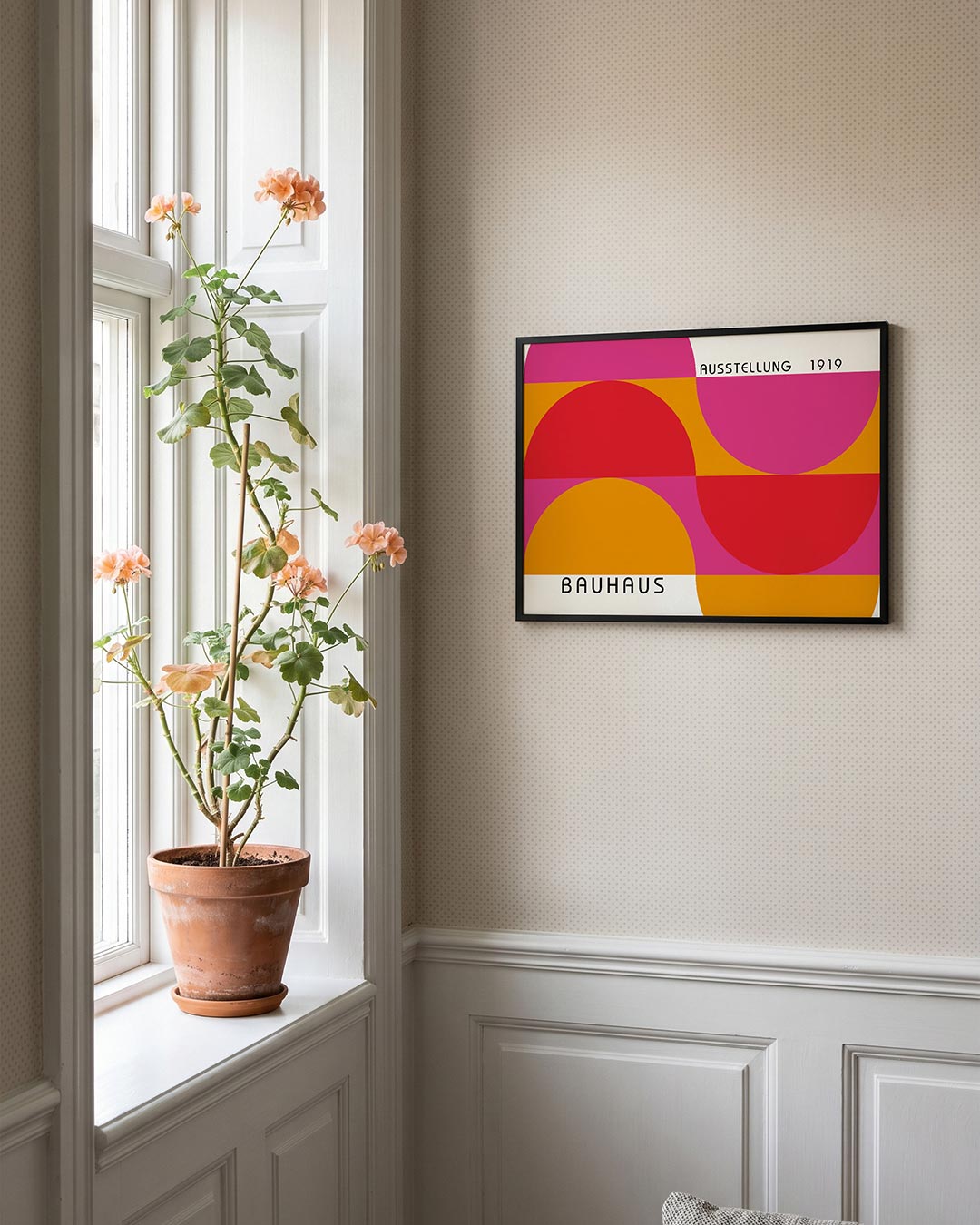 Vormritme en kleur – liggende Bauhaus poster voor aan de muur