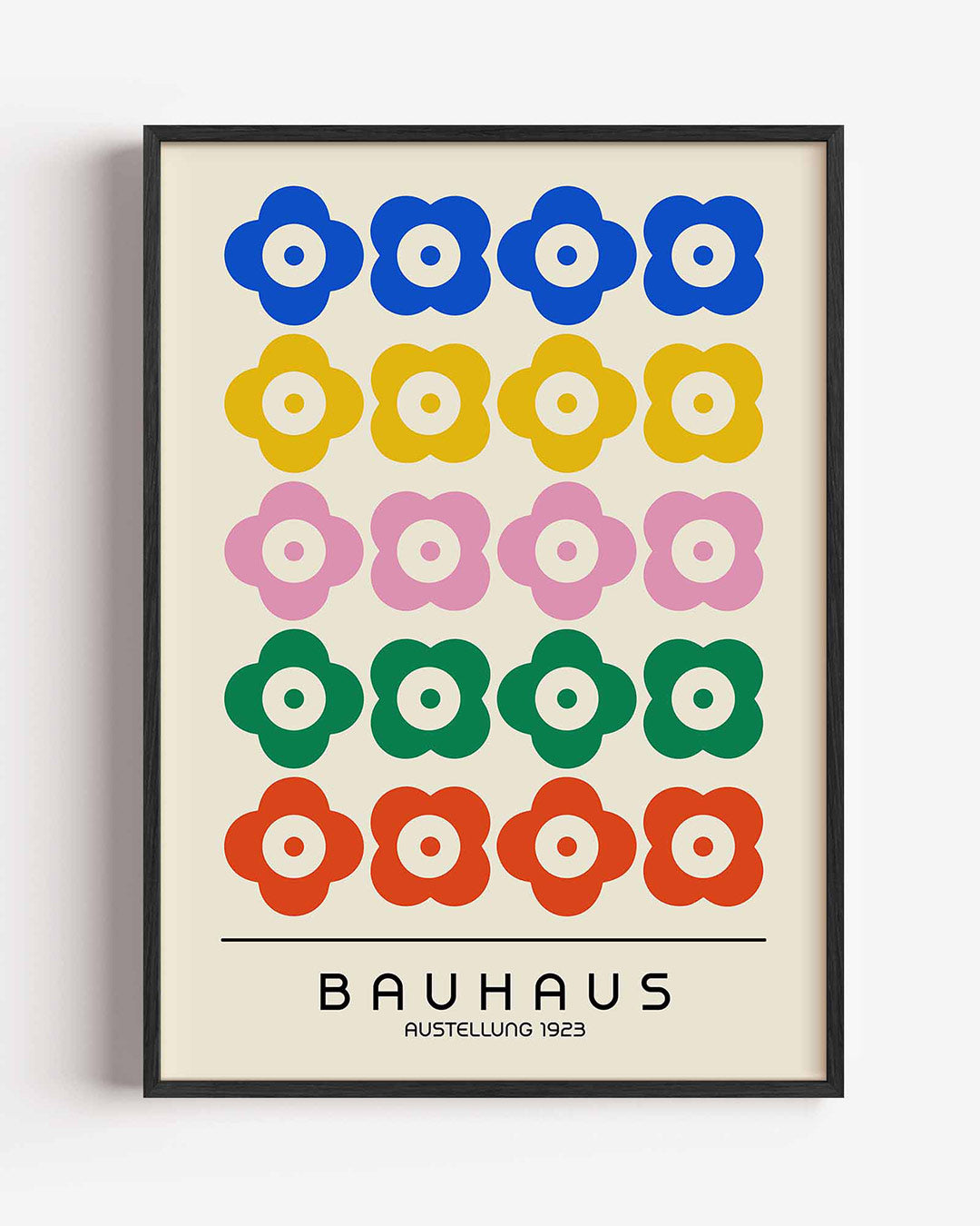 Bloemvormen en ritme – staande Bauhaus poster als wanddecoratie