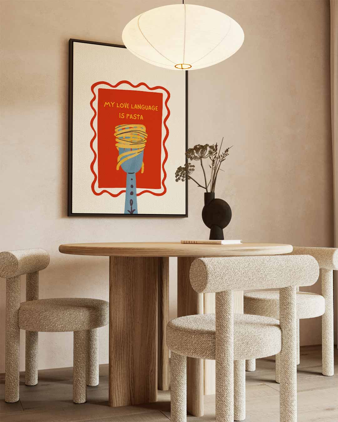 Pasta Liefdestaal – canvas wanddecoratie in portret formaat