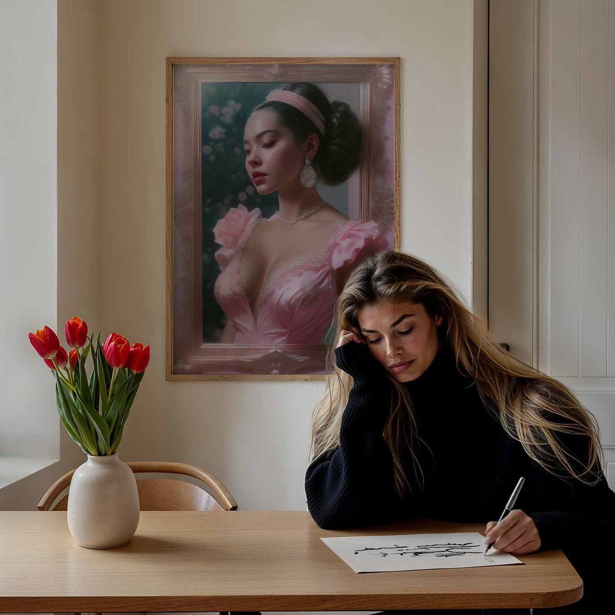 Sierlijke Elegantie Portret – paasposter in staand formaat