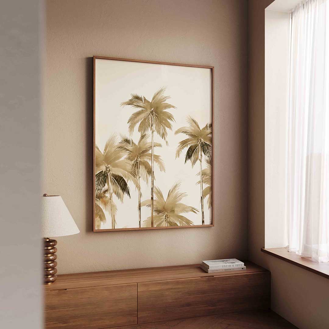 Palmboom silhouetten – tropische wandkunst als portret poster