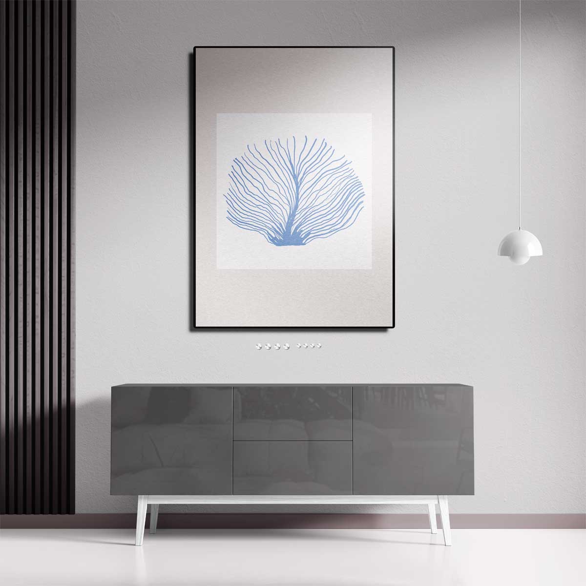 Blauwe Zeeventilator Kunstprint – portret wandkunst van WallArtistic