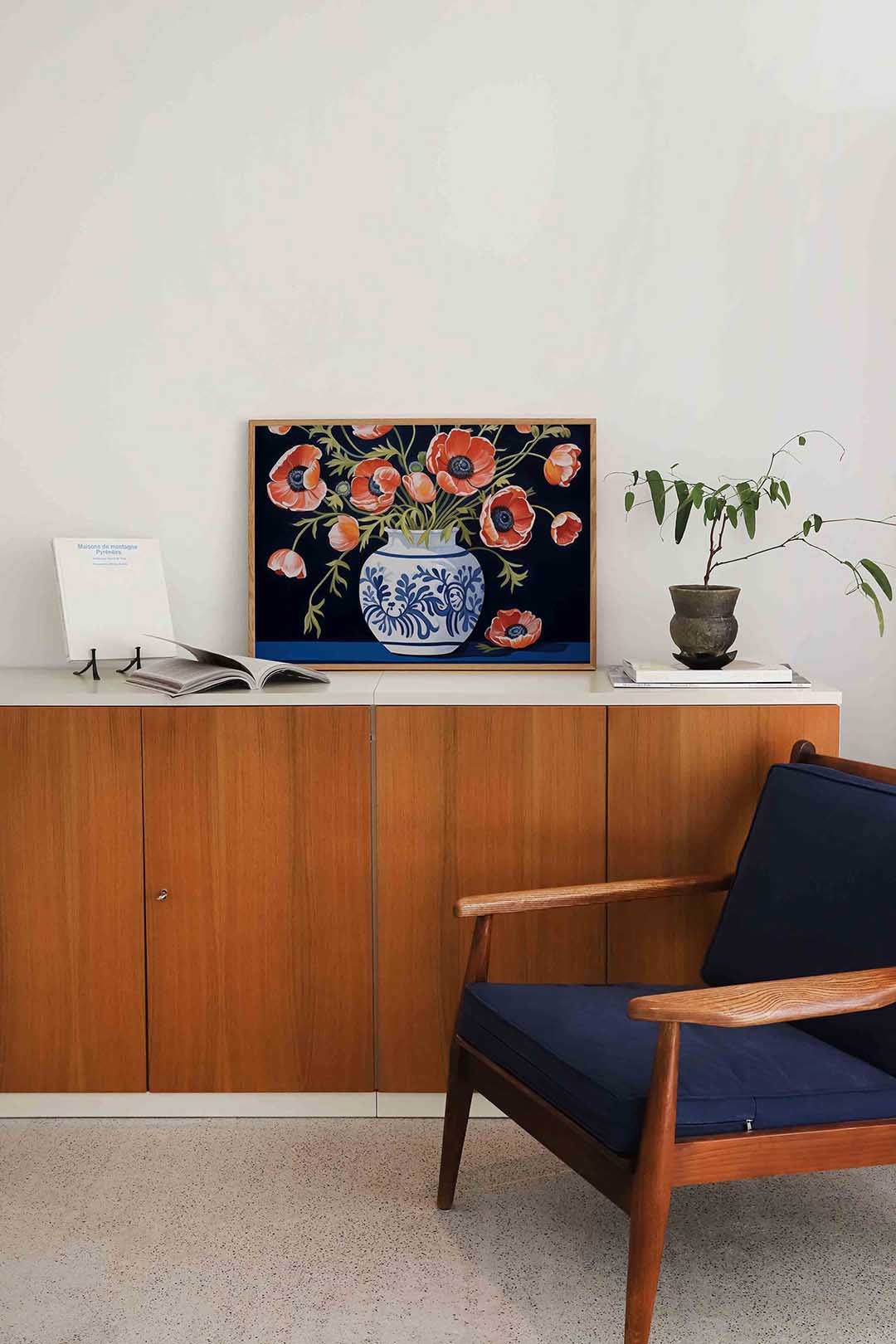 Bloemen in vaas – liggende bloemen wanddecoratie van WallArtistic