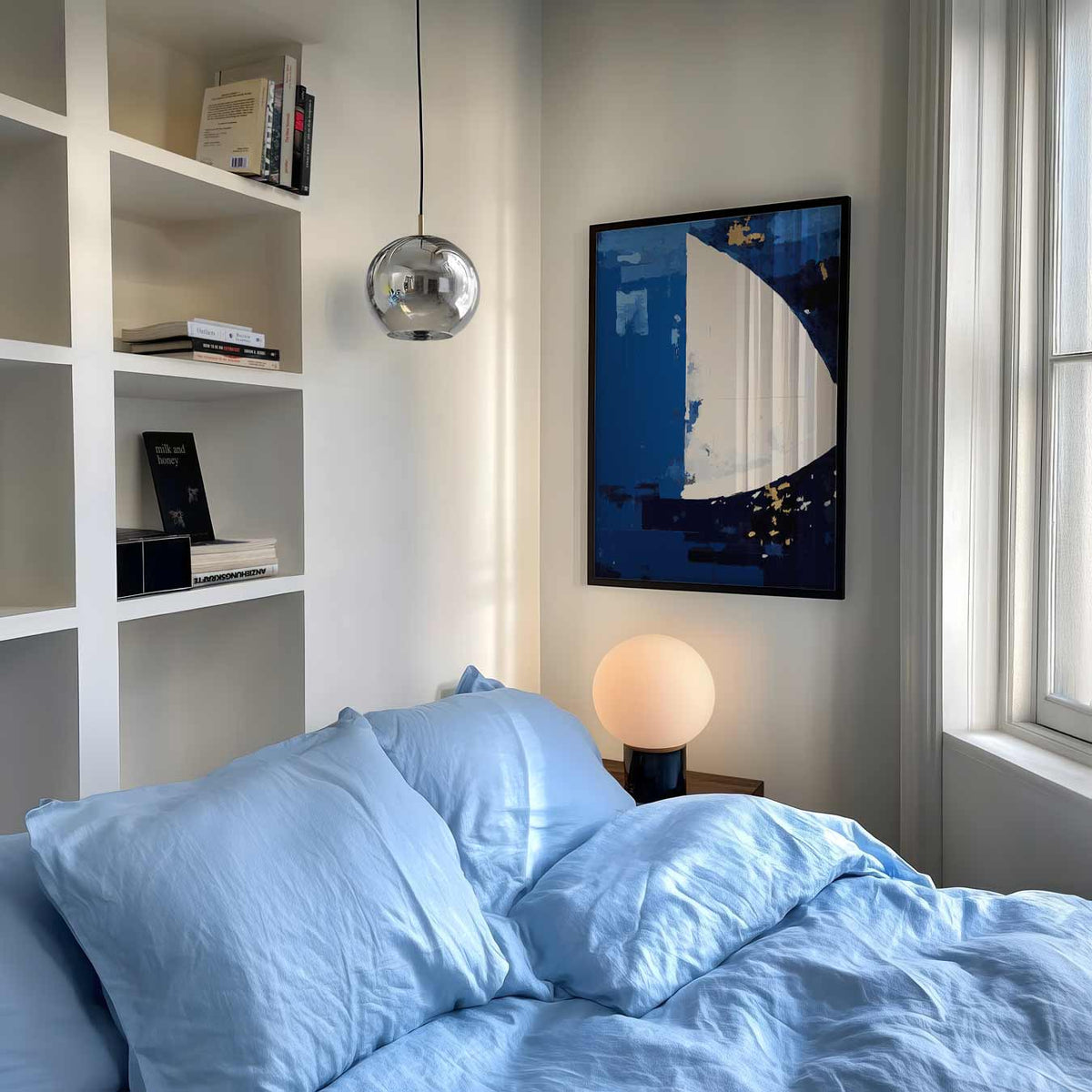 Moderne Abstracte Zeilboot – abstracte poster als moderne staande wanddecoratie